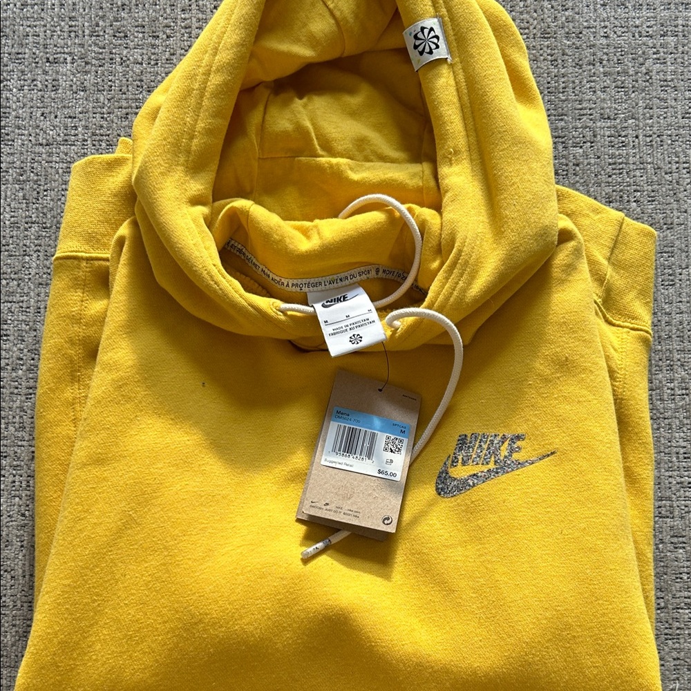 Nike Yellow Hooded Pullover with Embroidered Swoosh